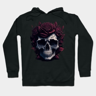 Skull and Roses vector art Tattoo style Hoodie